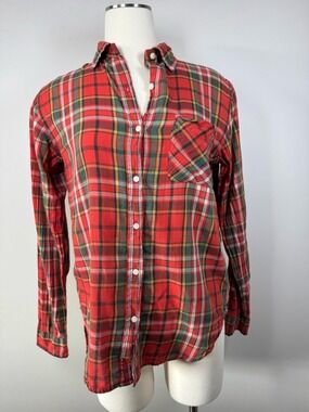 Denim & Supply Ralph Lauren Red Green Plaid Cotton Button-Down Shirt